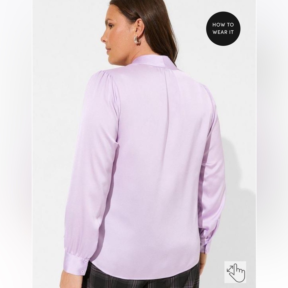 Torrid Studio Bubble Satin Bow Tie Blouse - Size 3X - Picture 2 of 7